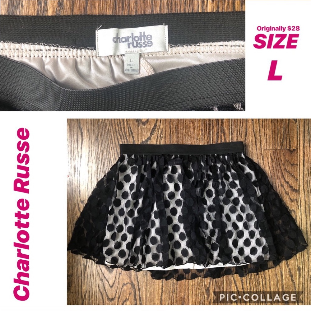 Black and cream polkadot skirt
